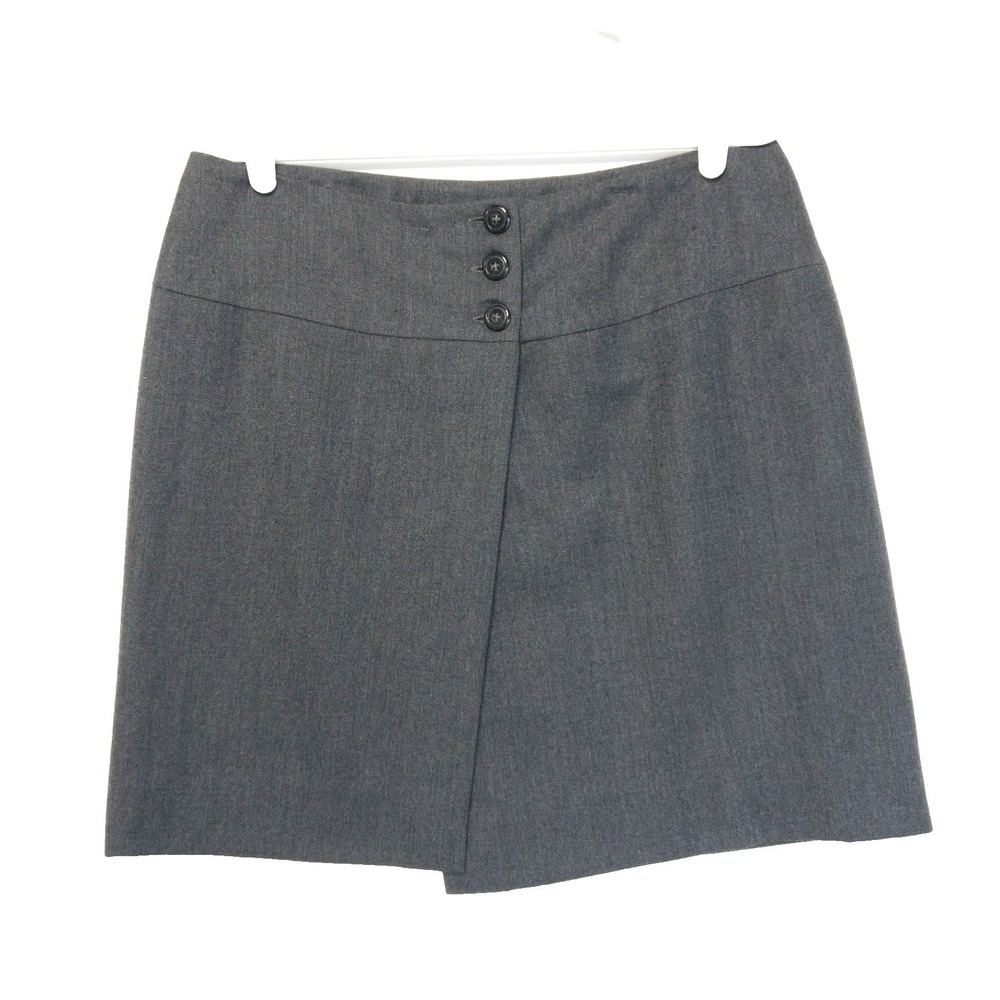 Jones New York Wool Wrap 3 Button CBK Minimalist Mini Skirt Womens 4 S M Vtg